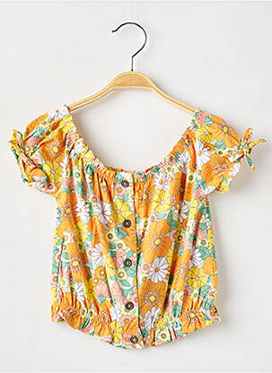 Blouse imprimé fleurs manches courtes jaune BOBOLI fille
