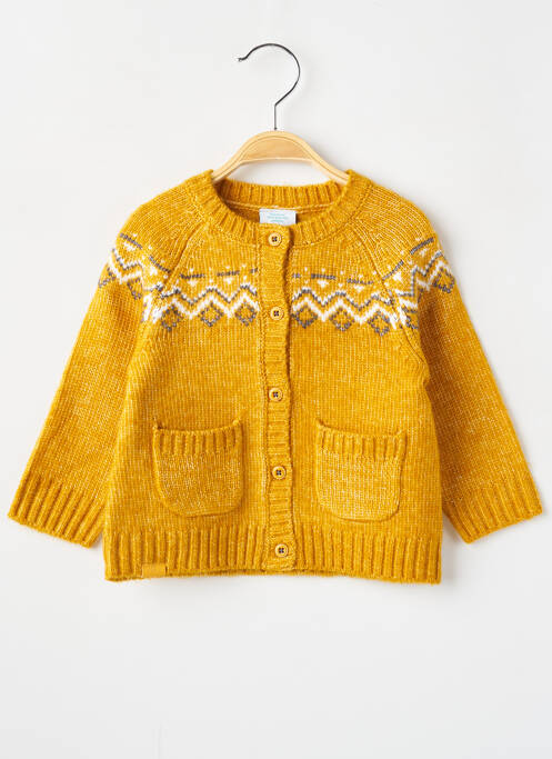 Gilet manches longues col rond jaune BOBOLI garcon
