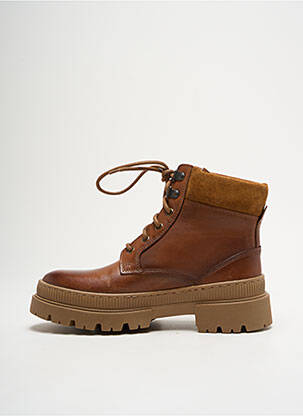 Bottines/boots matière lisse talon plat jusqu'à 3cm marron MORAN'S femme