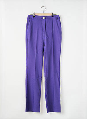 Pantalon droit fermeture zippée sous rabat boutonné violet MORGAN femme