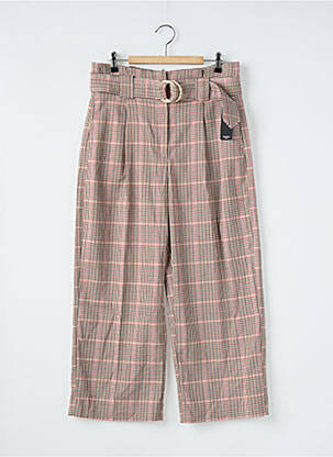 Pantalon droit fermeture zippée sous rabat avec crochet beige MANGO femme