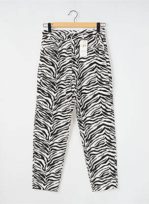 Pantalon droit fermeture zippée sous rabat boutonné noir MANGO femme