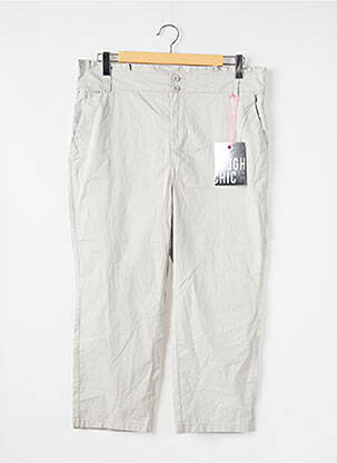 Pantalon droit fermeture zippée sous rabat boutonné gris STREET ONE femme