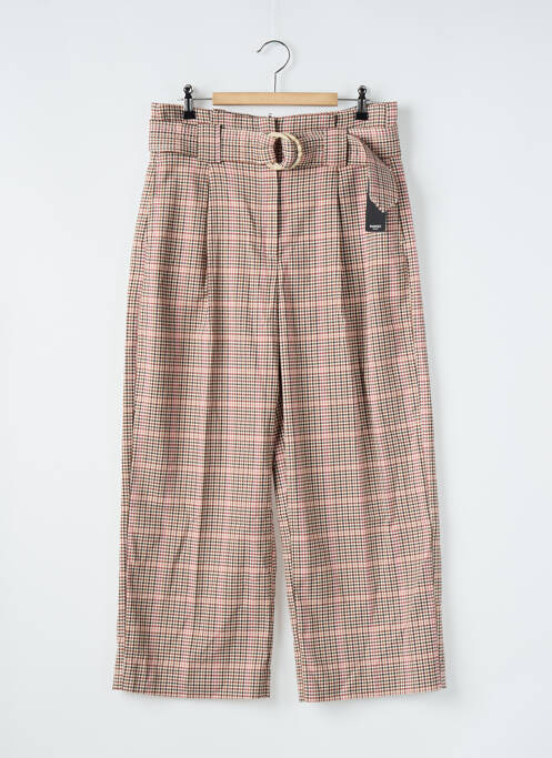 Pantalon droit fermeture zippée sous rabat avec crochet beige MANGO femme