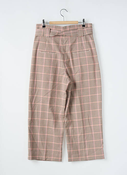 Pantalon droit fermeture zippée sous rabat avec crochet beige MANGO femme