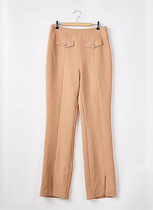 Pantalon droit tissage crêpe taille haute beige IRIS MITTENAERE FOR MORGAN femme