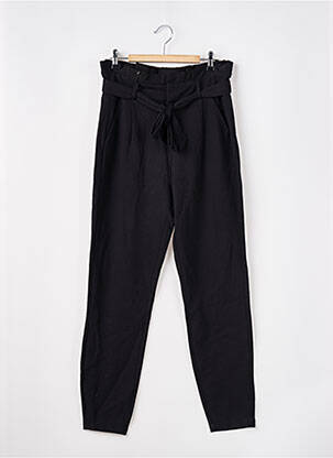 Pantalon chino fermeture zippée sous rabat avec crochet taille haute noir VERO MODA femme