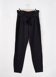 Pantalon chino fermeture zippée sous rabat avec crochet taille haute noir VERO MODA femme
