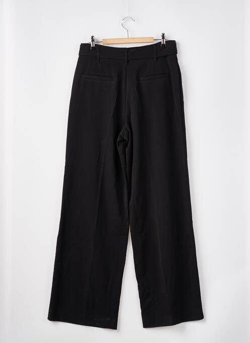 Pantalon large tissage crêpe taille haute noir MANGO femme