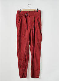 Pantalon droit taille à pinces taille haute rouge NAF NAF femme