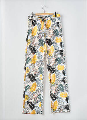 Pantalon large tissage côtelé taille élastique blanc GARCIA fille