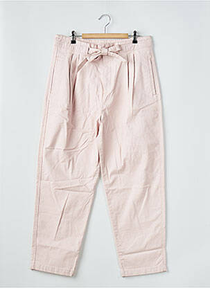 Pantalon chino tissage popeline taille haute rose MNG femme
