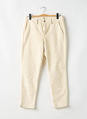 Pantalon chino fermeture zippée sous rabat boutonné taille normale beige TOM TAILOR femme