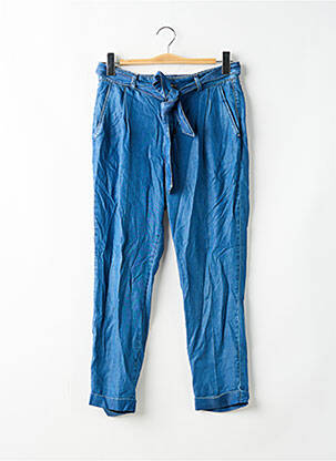 Pantalon chino fermeture zippée sous rabat boutonné taille haute bleu KOCCA femme