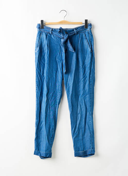 Pantalon chino fermeture zippée sous rabat boutonné taille haute bleu KOCCA femme