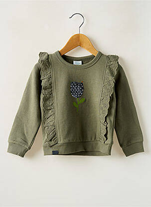 Sweat-shirt broderie manches longues vert BOBOLI fille