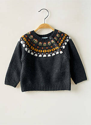 Pull coupe droite manches longues gris BOBOLI garçon
