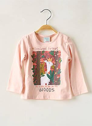 T-shirt coupe droite manches longues rose BOBOLI fille