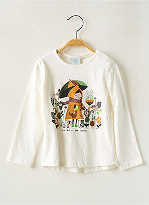 T-shirt coupe droite manches longues blanc BOBOLI fille