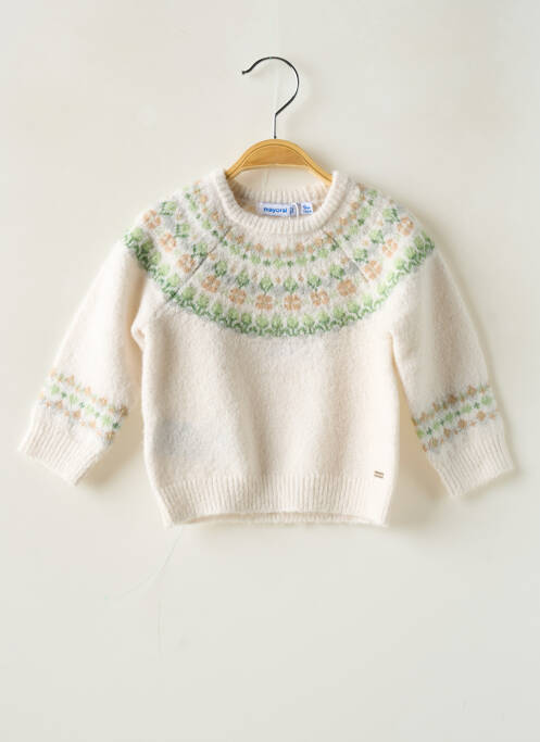 Pull resserrée sur le bas manches longues blanc MAYORAL fille
