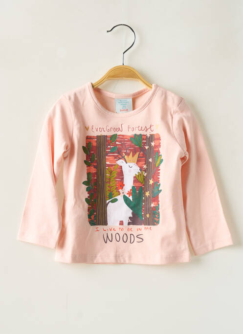 T-shirt coupe droite manches longues rose BOBOLI fille