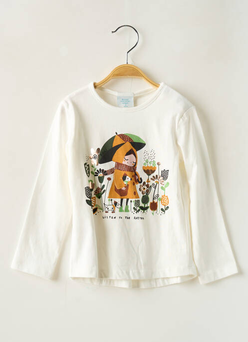 T-shirt coupe droite manches longues blanc BOBOLI fille