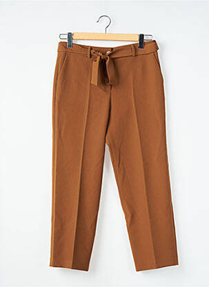 Pantalon droit fermeture zippée sous rabat boutonné marron KOCCA femme