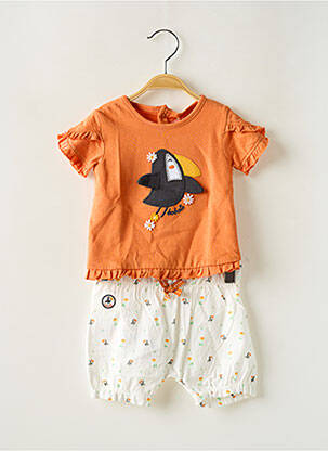 Ensemble short manches courtes orange BOBOLI fille