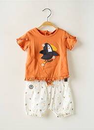 Ensemble short manches courtes orange BOBOLI fille