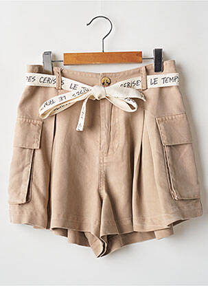 Short taille haute taille à pinces beige LE TEMPS DES CERISES fille
