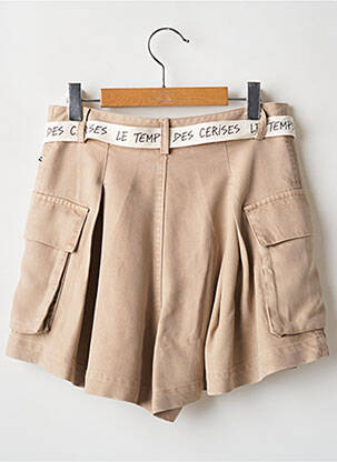 Short taille haute taille à pinces beige LE TEMPS DES CERISES fille