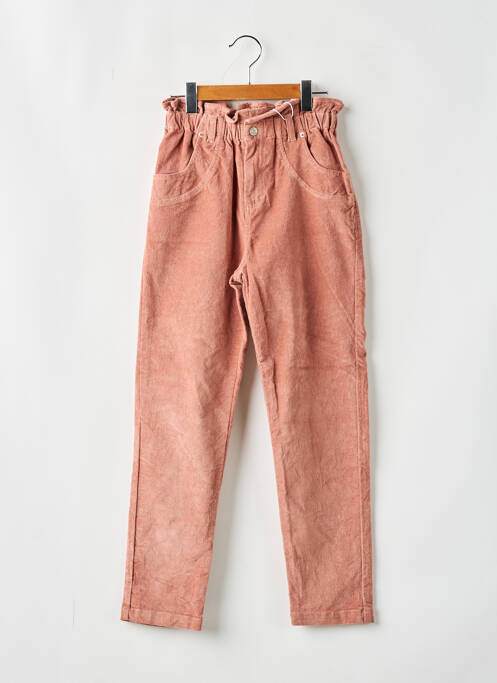 Pantalon slim tissage velours taille élastique rose MAYORAL fille