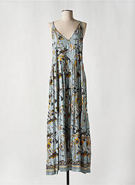 Robe longue imprimé fleurs fines bretelles bleu CHARLIE JOE femme