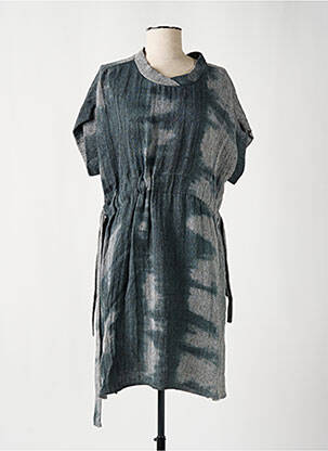 Robe mi-longue imprimé fantaisie manches courtes gris KEDZIOREK femme