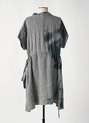 Robe mi-longue imprimé fantaisie manches courtes gris KEDZIOREK femme