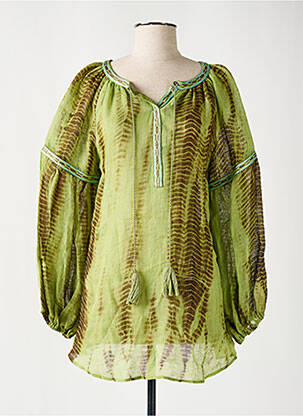 Tunique manches longues légère et transparente vert KAVERI femme
