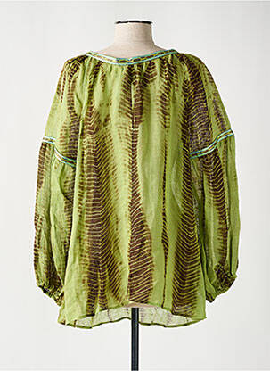 Tunique manches longues légère et transparente vert KAVERI femme