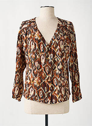 Chemisier imprimé fantaisie manches longues marron LOUIZON femme