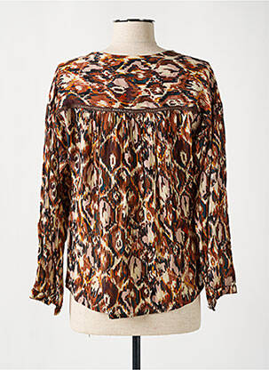 Chemisier imprimé fantaisie manches longues marron LOUIZON femme