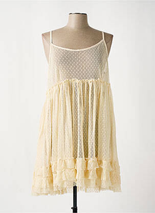 Robe courte coupe évasée fines bretelles beige NADIR femme