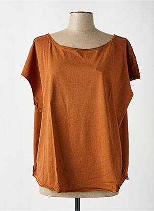 T-shirt col rond manches courtes marron MAEVY femme