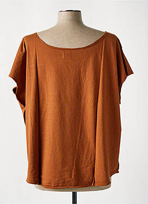 T-shirt col rond manches courtes marron MAEVY femme