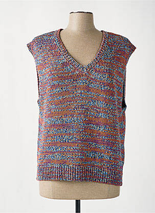 Pull col v manches courtes violet MAEVY femme