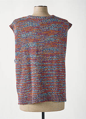 Pull col v manches courtes violet MAEVY femme