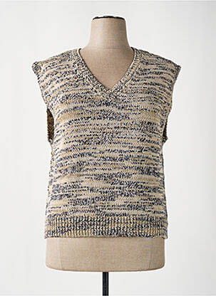 Pull col v manches courtes beige MAEVY femme