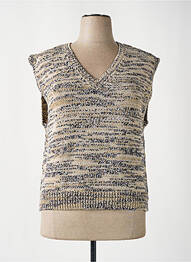 Pull col v manches courtes beige MAEVY femme