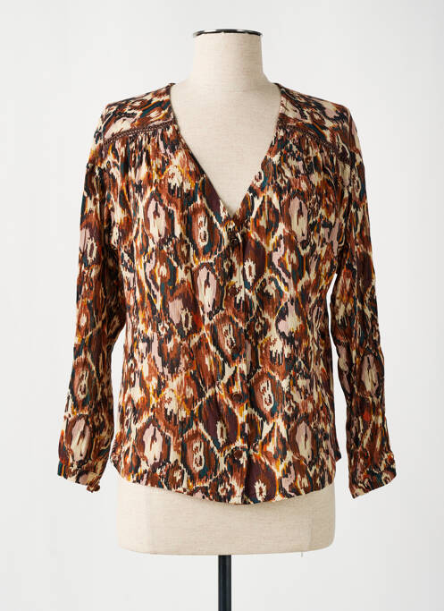 Chemisier imprimé fantaisie manches longues marron LOUIZON femme