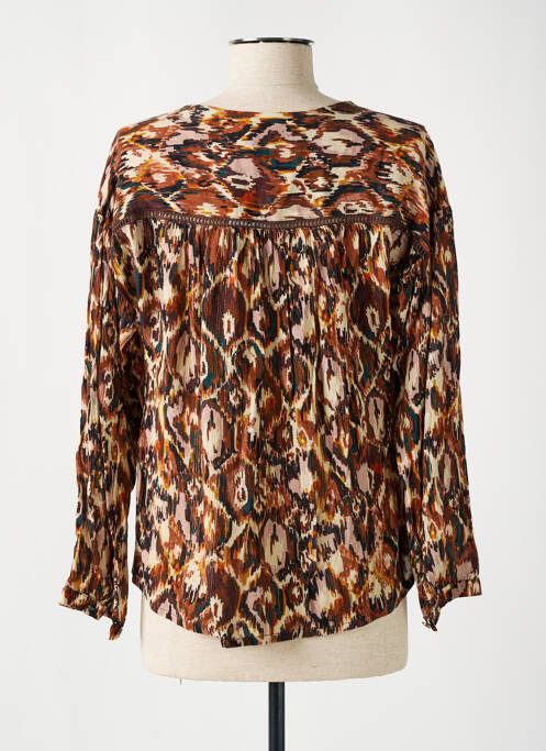 Chemisier imprimé fantaisie manches longues marron LOUIZON femme