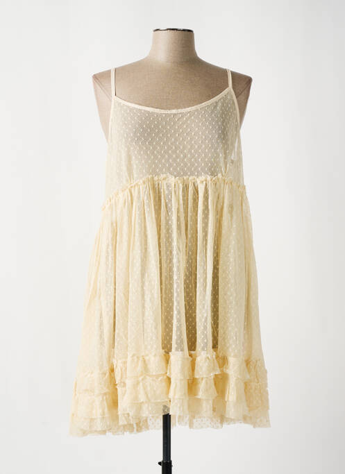 Robe courte coupe évasée fines bretelles beige NADIR femme