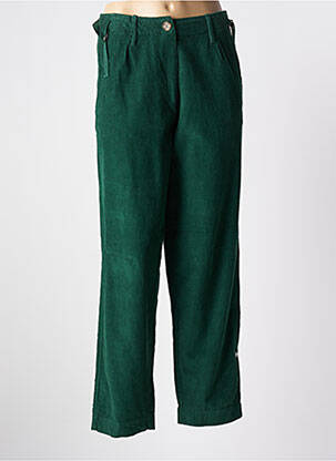 Pantalon droit fermeture zippée sous rabat boutonné vert CHARLIE JOE femme